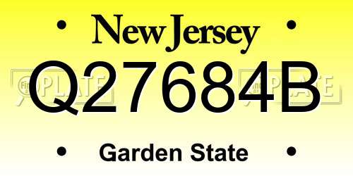 Q27684B New Jersey License Plate