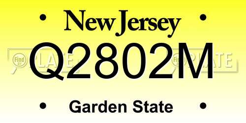 Q2802M New Jersey License Plate