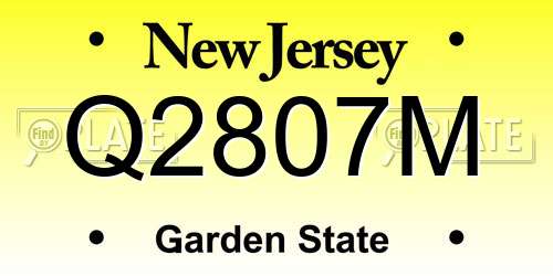 Q2807M New Jersey License Plate