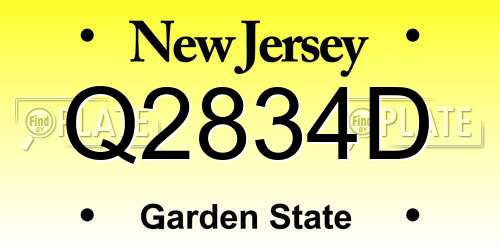 Q2834D New Jersey License Plate