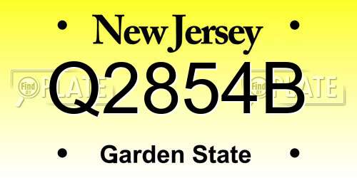 Q2854B New Jersey License Plate