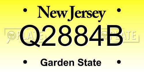 Q2884B New Jersey License Plate