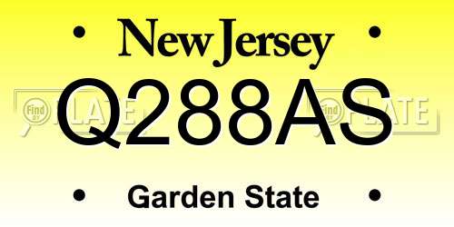 Q288AS New Jersey License Plate