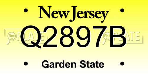 Q2897B New Jersey License Plate