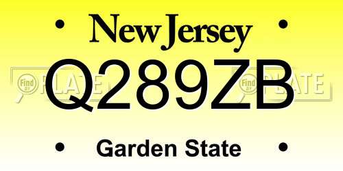 Q289ZB New Jersey License Plate
