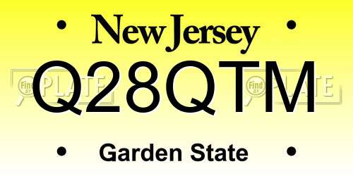 Q28QTM New Jersey License Plate