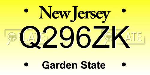Q296ZK New Jersey License Plate
