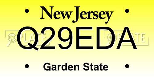 Q29EDA New Jersey License Plate