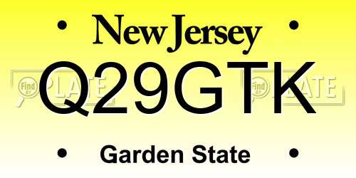 Q29GTK New Jersey License Plate