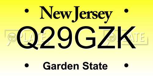 Q29GZK New Jersey License Plate