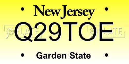 Q29TOE New Jersey License Plate