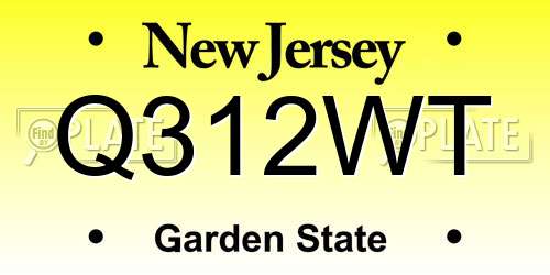 Q312WT New Jersey License Plate
