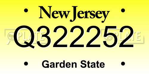 Q322252 New Jersey License Plate