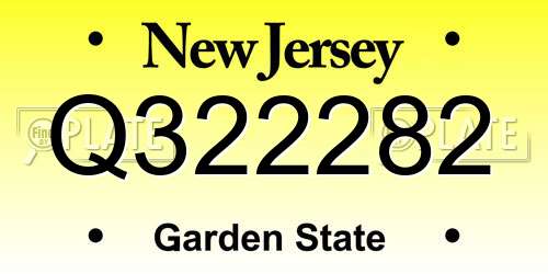 Q322282 New Jersey License Plate