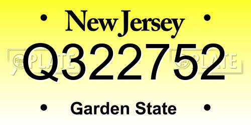 Q322752 New Jersey License Plate