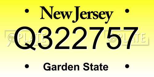 Q322757 New Jersey License Plate