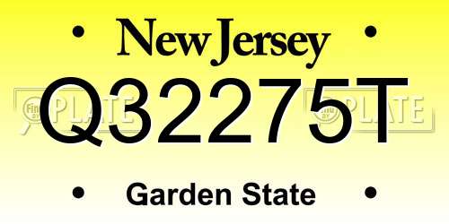 Q32275T New Jersey License Plate