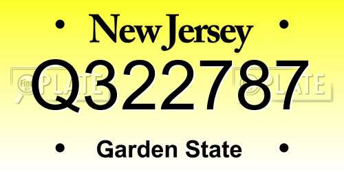 Q322787 New Jersey License Plate