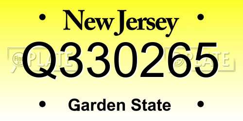 Q330265 New Jersey License Plate