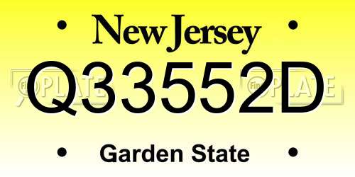 Q33552D New Jersey License Plate
