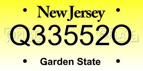 Q33552O New Jersey License Plate
