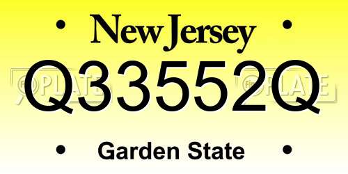 Q33552Q New Jersey License Plate