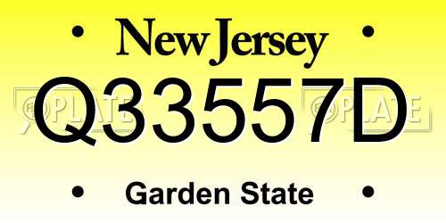 Q33557D New Jersey License Plate
