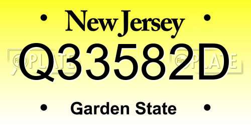 Q33582D New Jersey License Plate