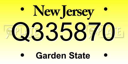 Q335870 New Jersey License Plate