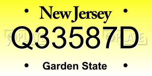 Q33587D New Jersey License Plate