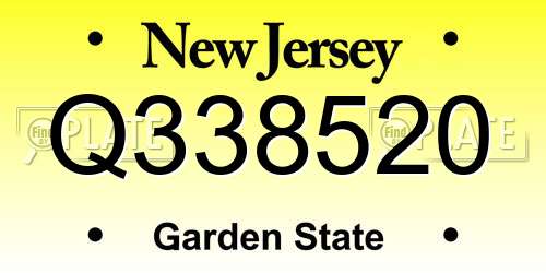Q338520 New Jersey License Plate
