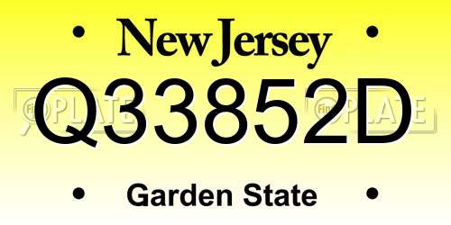 Q33852D New Jersey License Plate