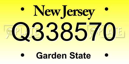 Q338570 New Jersey License Plate