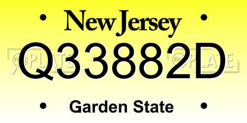 Q33882D New Jersey License Plate