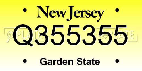 Q355355 New Jersey License Plate