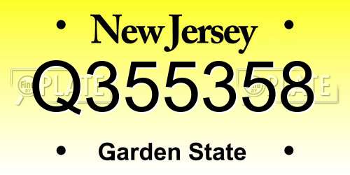 Q355358 New Jersey License Plate