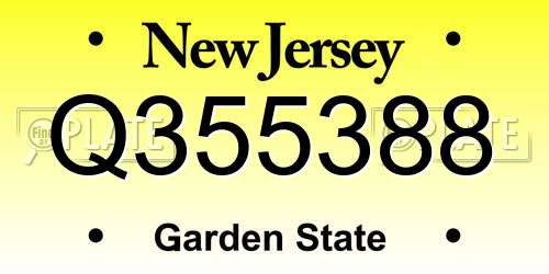 Q355388 New Jersey License Plate