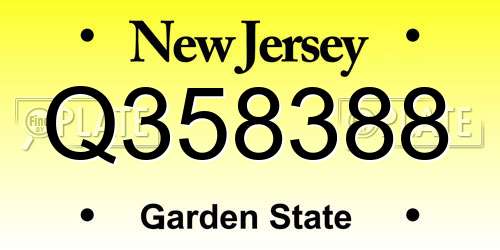 Q358388 New Jersey License Plate