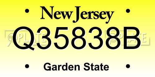 Q35838B New Jersey License Plate