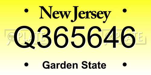 Q365646 New Jersey License Plate