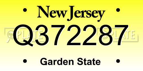 Q372287 New Jersey License Plate