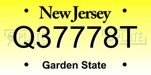 Q37778T New Jersey License Plate