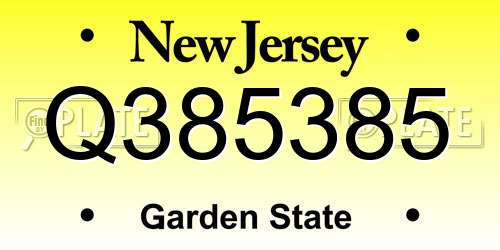 Q385385 New Jersey License Plate