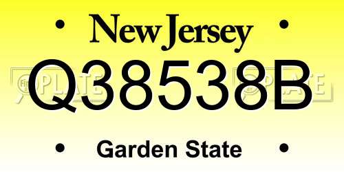 Q38538B New Jersey License Plate