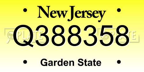 Q388358 New Jersey License Plate
