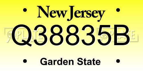Q38835B New Jersey License Plate