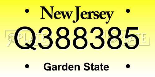 Q388385 New Jersey License Plate