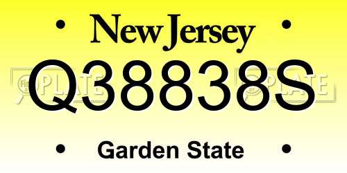 Q38838S New Jersey License Plate