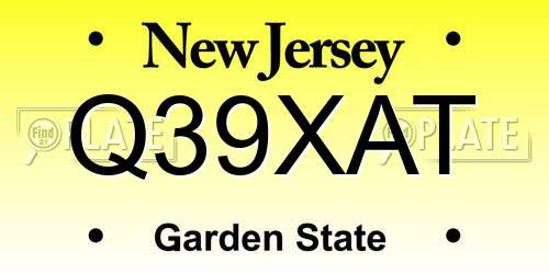Q39XAT New Jersey License Plate