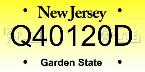 Q40120D New Jersey License Plate